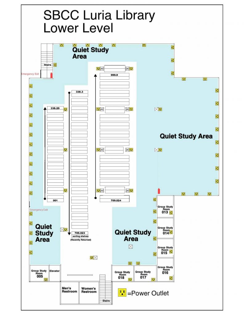 Luria Library lower level map